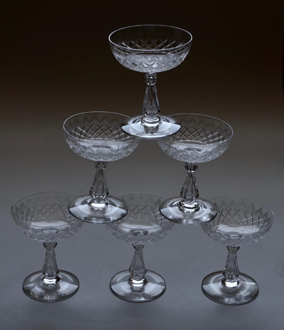 Antique Crystal Champagne Coupes Cut Glass Cocktail: Antique Crystal Champagne Coupes Cut Glass Cocktail Glasses Lot of 6 4 1/2 inches tall x 3 3/4 inches in diameter.
