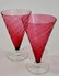 Cranberry Glass Cones Beverage Water Glasses Pair