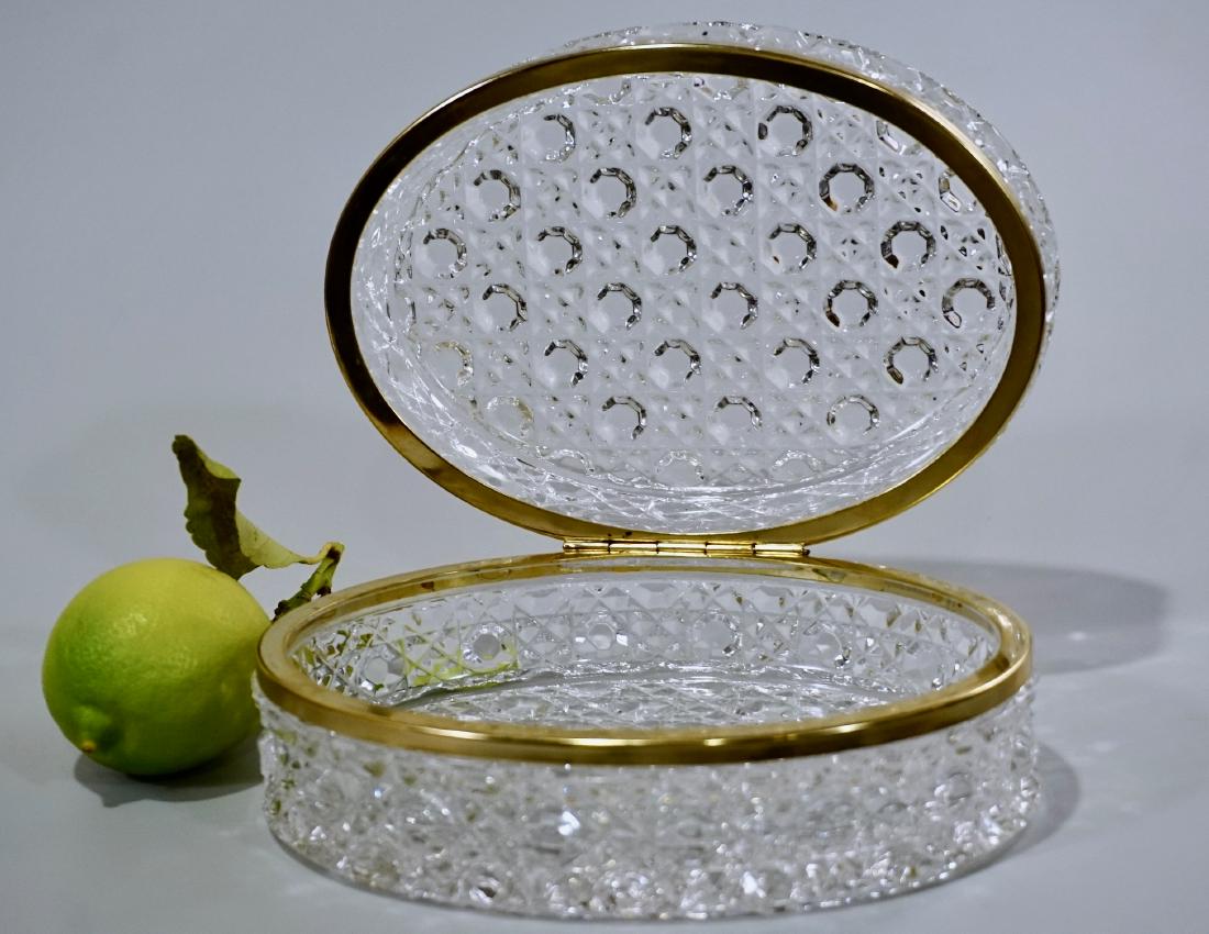 Oval Glass Hinged Jewelry Box Vintage Vanity Trinket: Oval Glass Hinged Jewelry Box Vintage Vanity Trinket Box Approximately 2 7/8 x 6 1/8 x 4 7/16 inches.