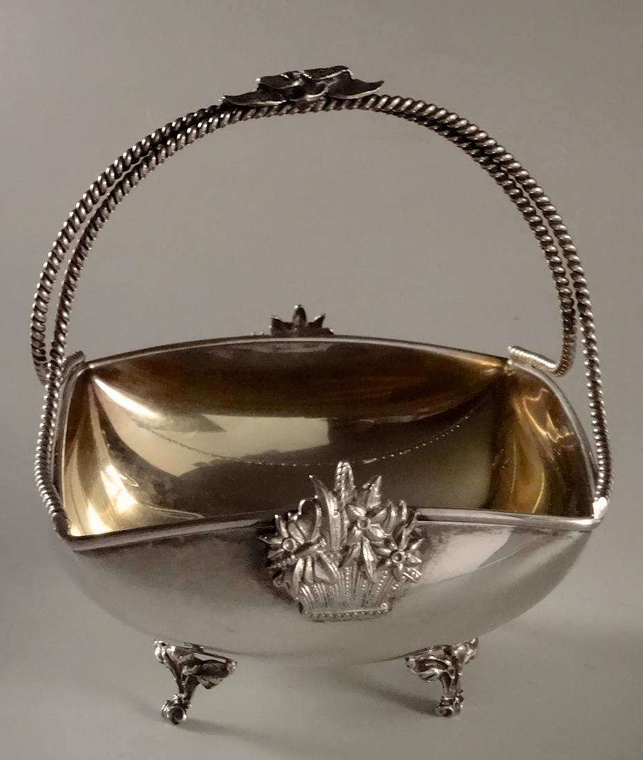 Edwardian Silver Plate Basket Bonbon Candy Dish: Edwardian Silver Plate Basket Bonbon Candy Dish Approximately 5 x 5 1/8 x 5 9/16 inches tall.