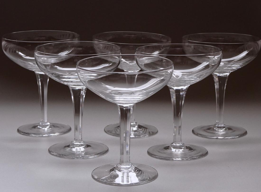 Modern Cocktail Glass Coupe Paneled Stem Champagne: Modern Cocktail Glass Coupe Paneled Stem Champagne Saucer Set of 6 Glasses Approximately 5 inches tall and 4 inches in diameter.