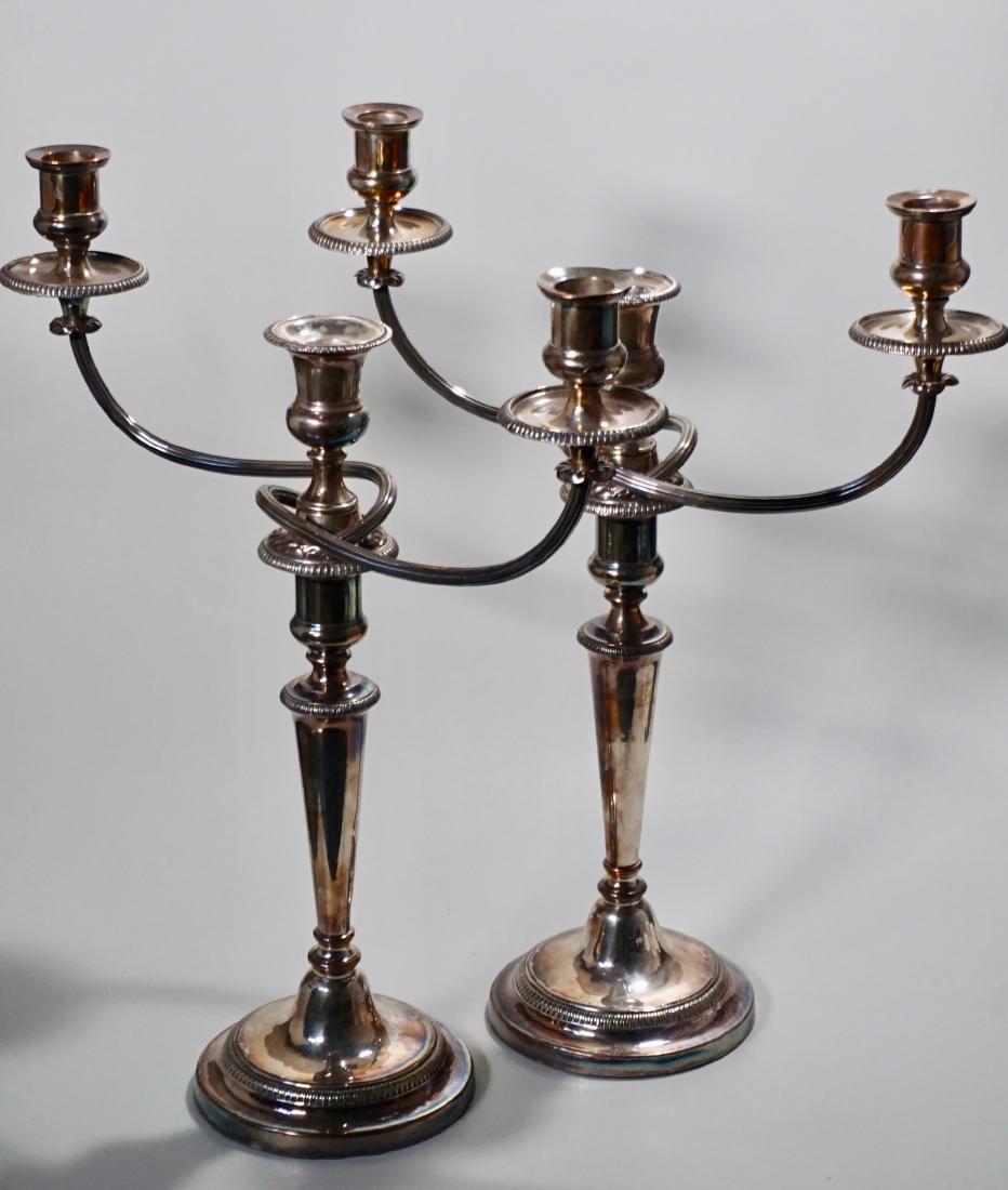 Pair Silver Plated Candelabra Candle Holders Hallmarked: Pair Silver Plated Candelabra Candle Holders Hallmarked Approximately 15 1/4 inches wide x 17 5/8 inches tall.