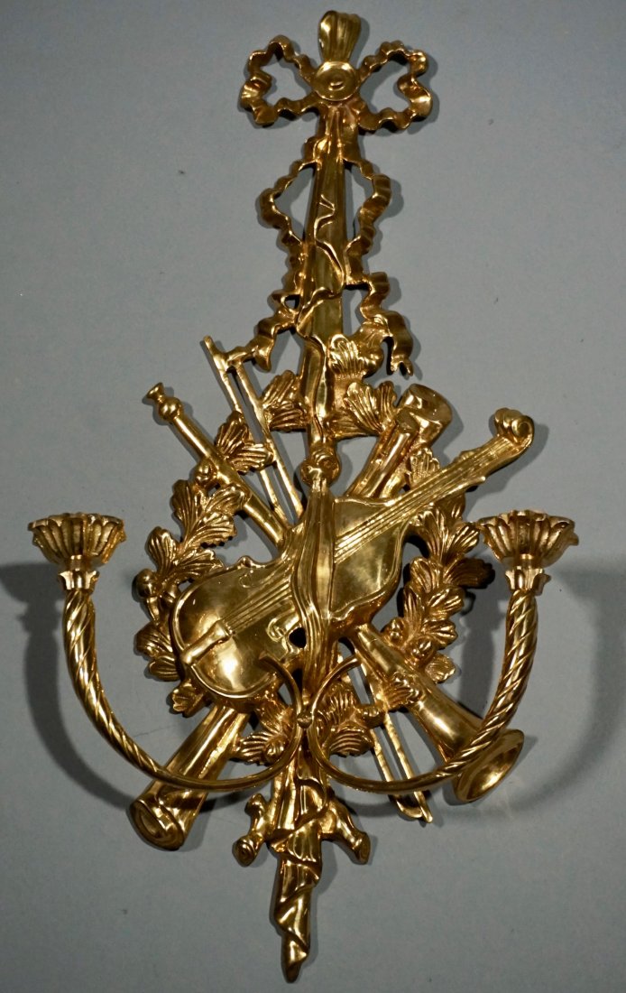 Brass Musical Wall Sconce 2 Candle (1 of 2)