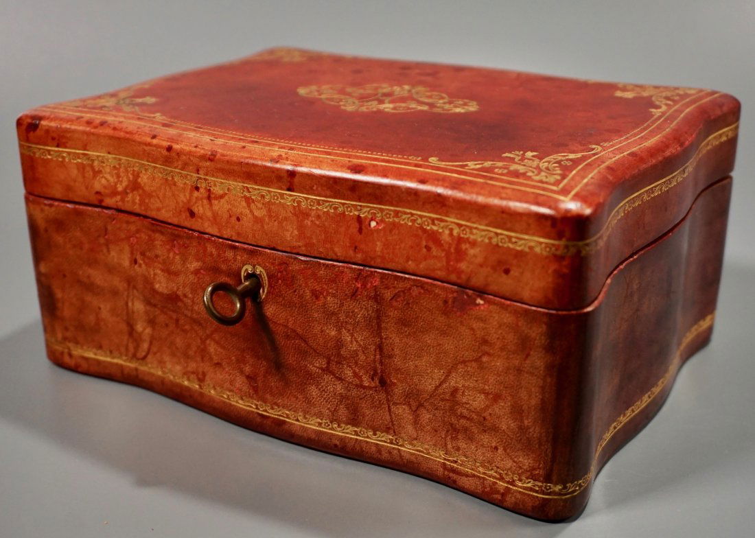 Italian Tooled Leather Jewelry Box (1 of 5)