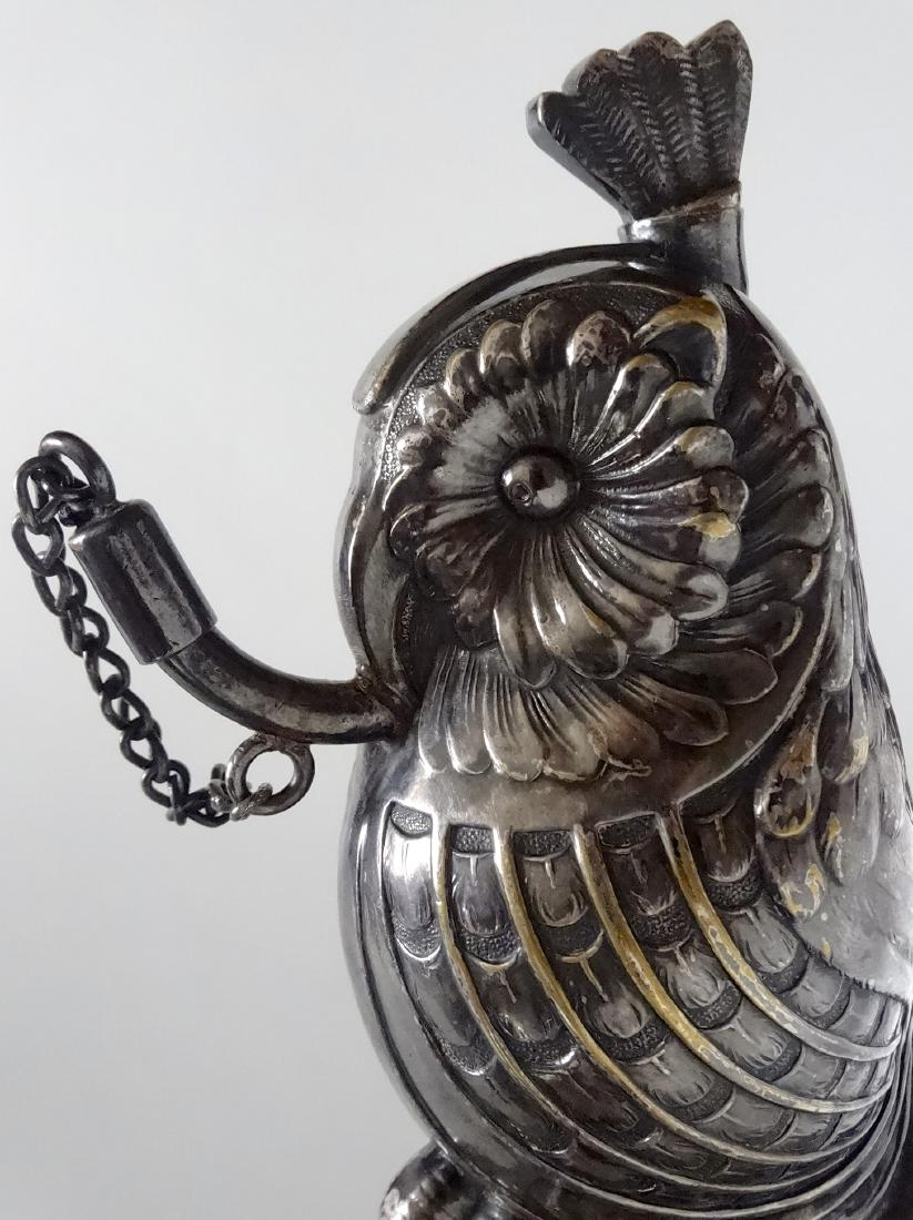 Owl Figural Cigar Lighter Silver Plate Rare Oil Lamp (1 of 9)