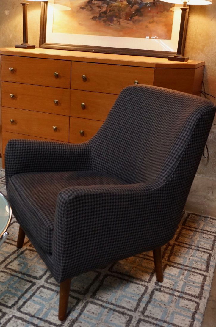 Mid Century Style Upholstered Chair: Mid Century Style Upholstered Chair Approximately 30 inches wide x 31 inches deep x 35 3/16 inches tall. Please check back for updates, we are adding new items daily.