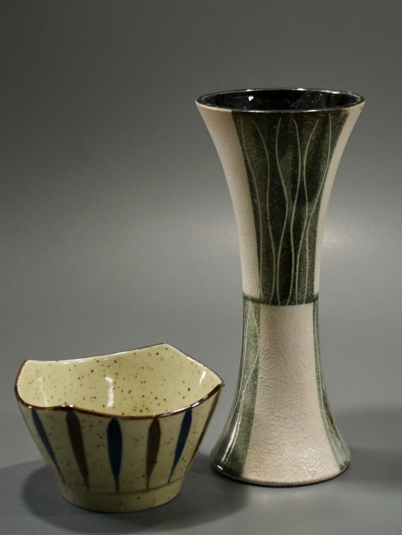 Pair Mid Century Modern Ceramics Vase & Bowl (1 of 3)