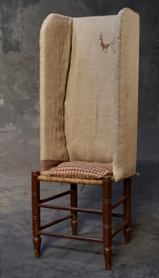 Tall Back Fireplace Upholstered Side Chair with Rush (1 of 6)