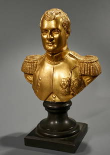 Ormolu Bronze Bust of Napoleon on Patinated Base: Ormolu Bronze Bust of Napoleon on Patinated Base Approximately 7 1/4 inches tall. Please check back for updates, we are adding new items daily.