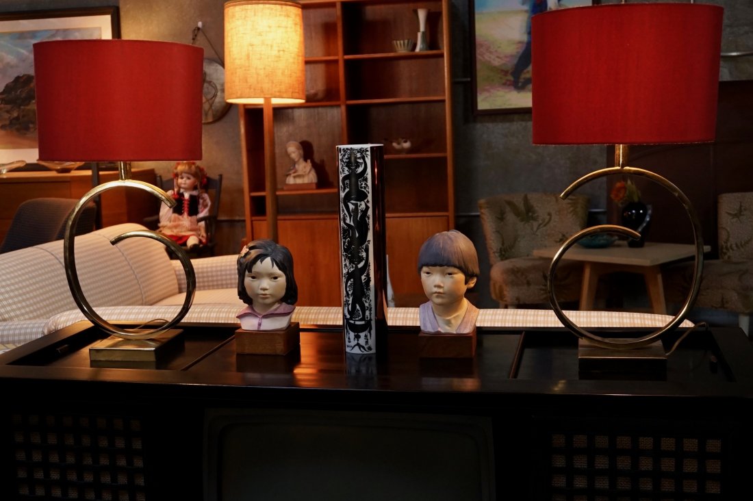 Mid Century Modern Spiral Table Lamp Pair Lamps (1 of 3)