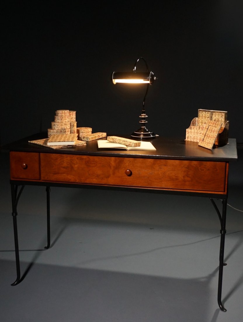 Contemporary Computer Desk and Leather Chair (1 of 7)