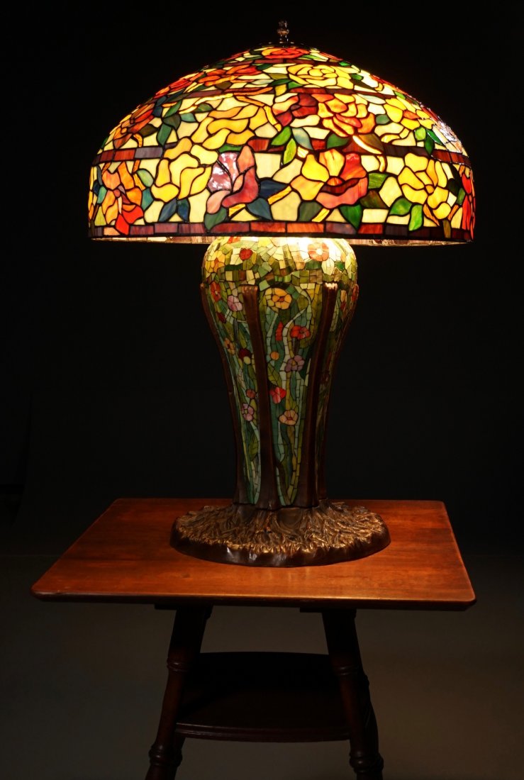 Large Tiffany Style Bronze Lamp (1 of 5)