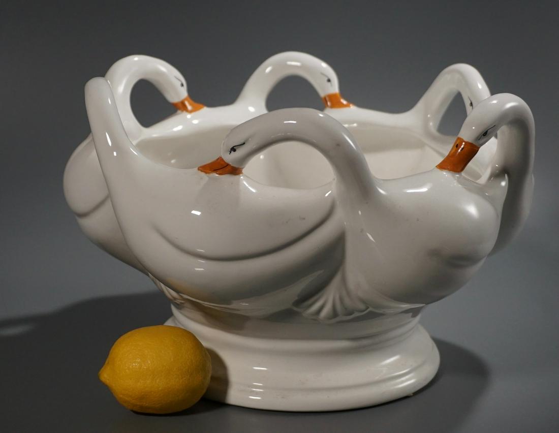 Large Capodimonte Geese Cachepot Planter Made in Italy: Large Capodimonte Geese Cachepot Planter Made in Italy Approximately 11 3/8 inches in diameter x 7 1/8 inches tall.