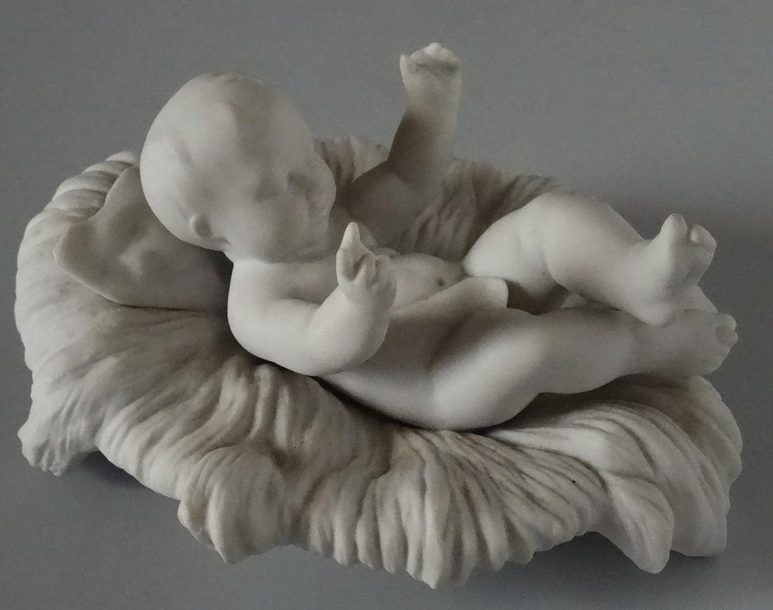 Bisque Creche Baby Christ Child White Boehm Nativity: Bisque Creche Baby Christ Child White Boehm Nativity Spirit of Bethlehem Figurine Approximately 4 3/4 x 3 3/4 inches.