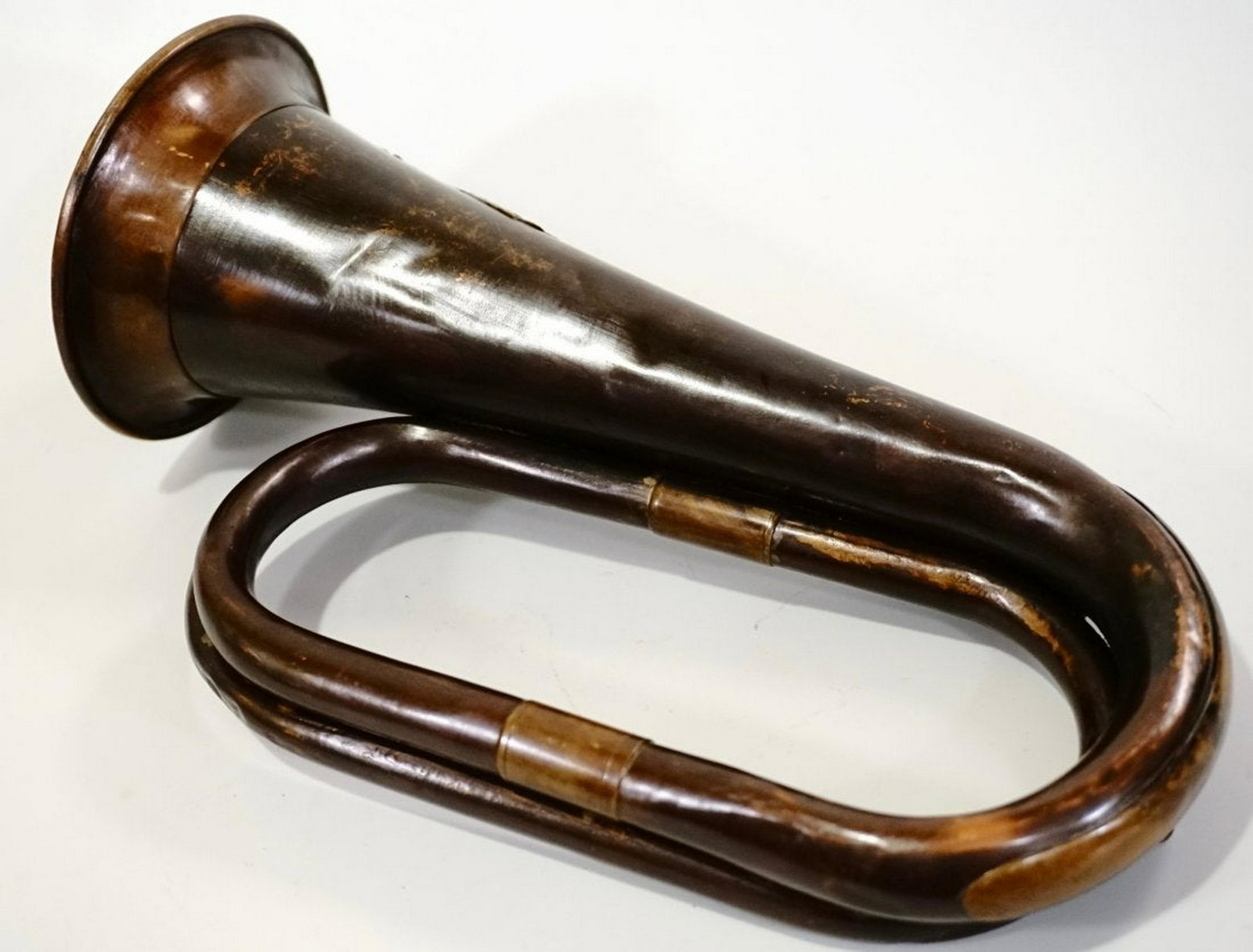 Military Bugle Brass Horn Embossed Confederate Eagle: Military Bugle Brass Horn Embossed Confederate Eagle Approximately 10 1/4 inches.