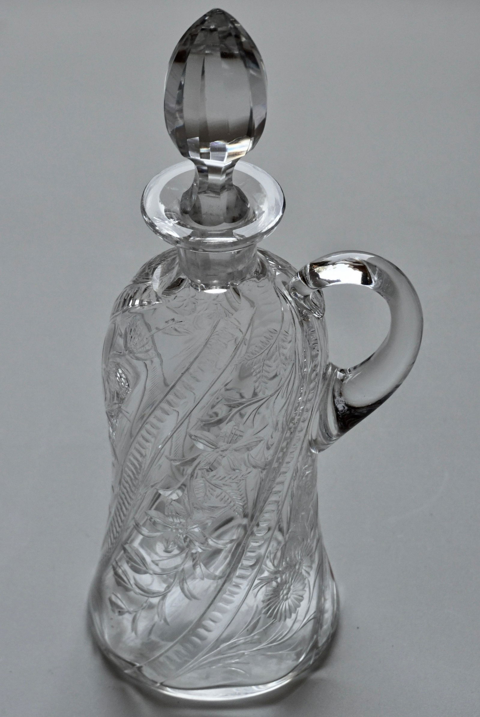 Antique English Thomas Webb Rock Crystal Intaglio Cut: Antique English Thomas Webb Rock Crystal Intaglio Cut Glass Decanter Signed 9 3/4 inches tall x 3 7/16 inches in diameter.
