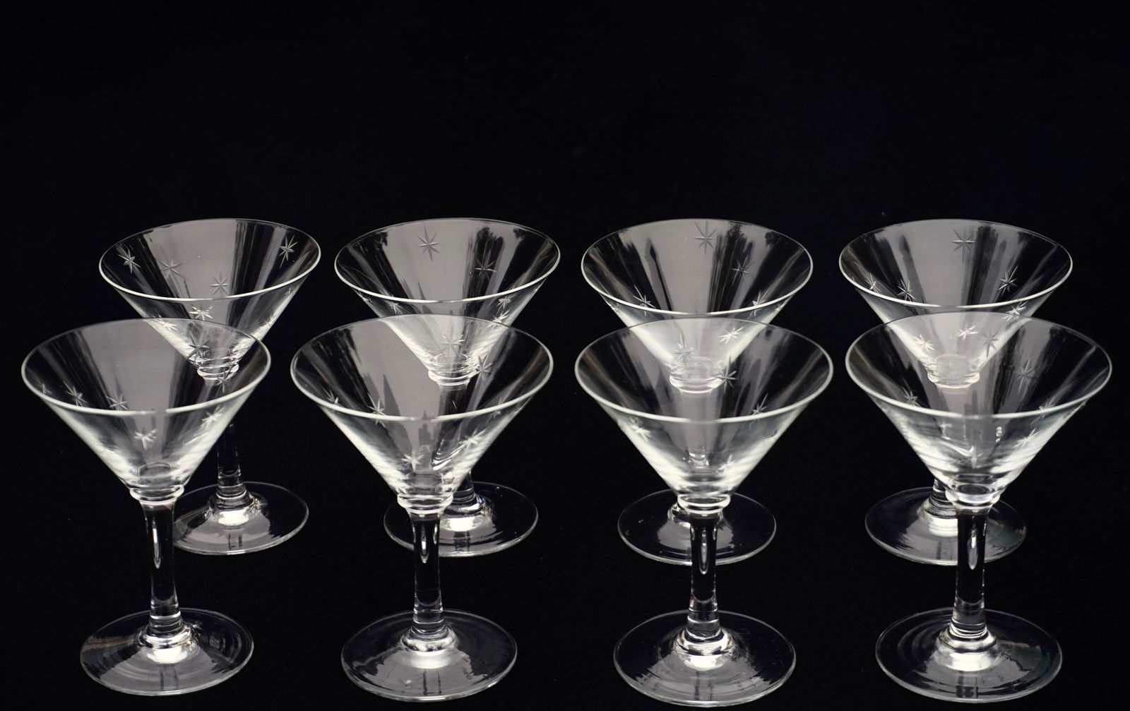 Art Deco Starburst Cut Glass Cocktail Glasses Vintage (1 of 6)