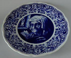 Rare Huge Flow Blue Boch Charger Plate Belgium Delft: Rare Huge Flow Blue Boch Charger Plate Belgium Delft Approximately 15 5/8".