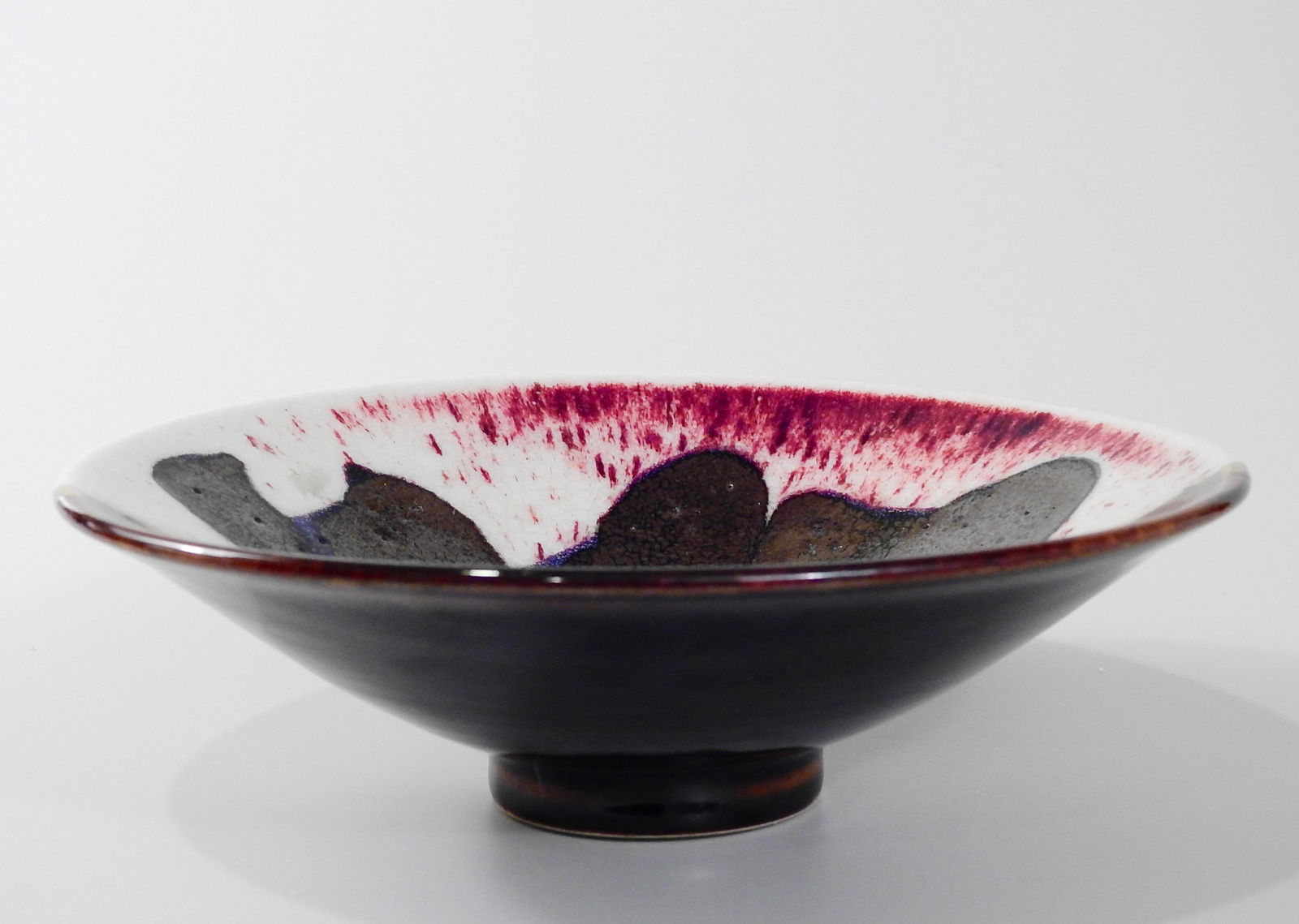 Mid Century Signed Studio Flambe Glazed Pottery Bowl (1 of 5)