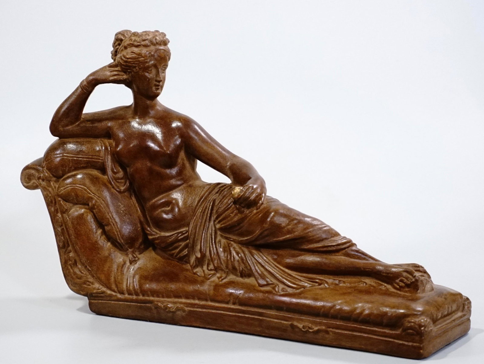 Vintage Italian Neo Classical Semi-nude Reclining: Vintage Italian Neo Classical Semi-nude Reclining Maiden Figurine Pauline Bonaparte as Venus Victrix after Italian sculptor Antonio Canova Approximately 14 x 3 x 8 1/4 inches.