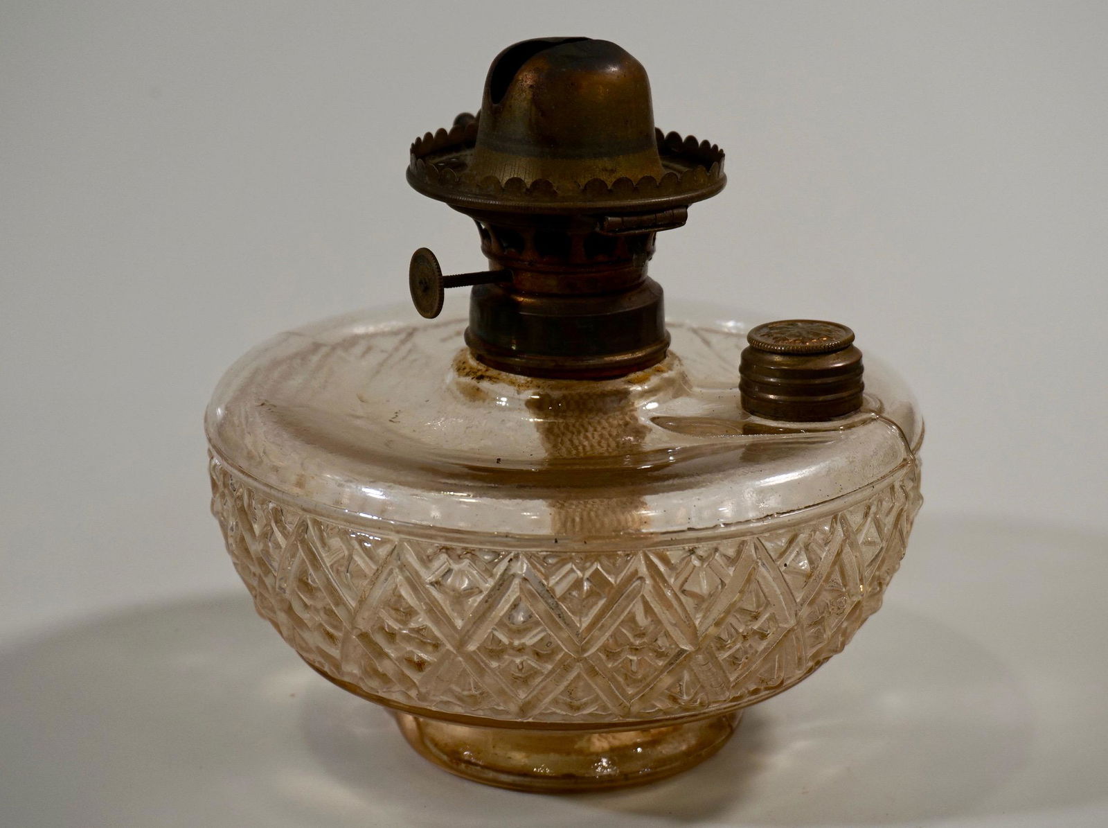 Antique Kerosene Lamp Font Pressed Glass Original (1 of 5)