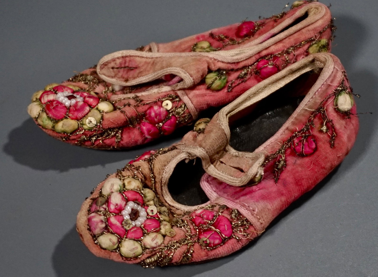 Antique XVIII Century Jeweled Child Shoes: Antique XVIII Century Jeweled Child Shoes Approximately 5 3/4 inches long.