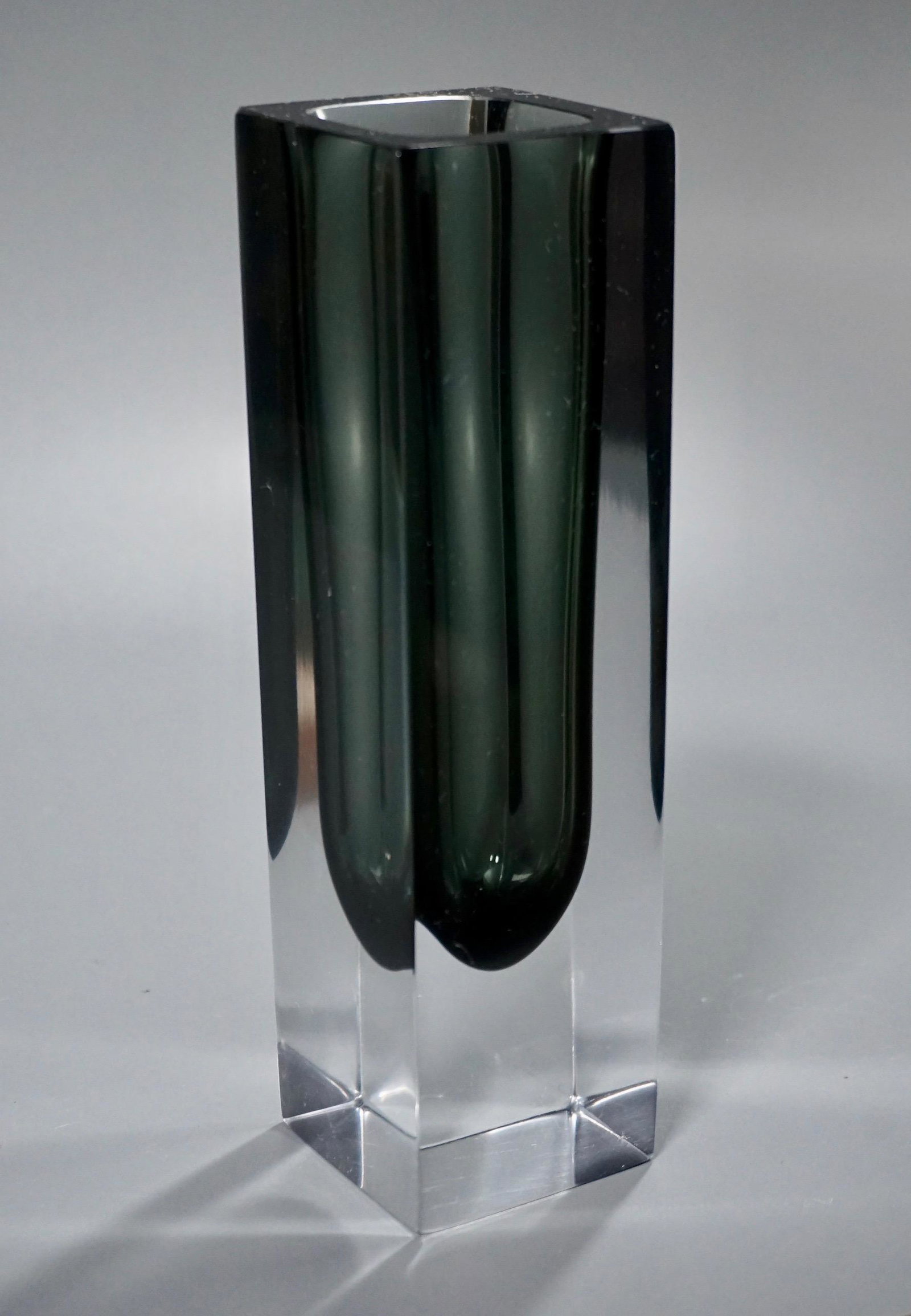 Mid Century Modern Art Smoke Clear Glass Vase: Mid Century Modern Art Smoke Clear Glass Vase Approximately 7 5/8 inches tall.
