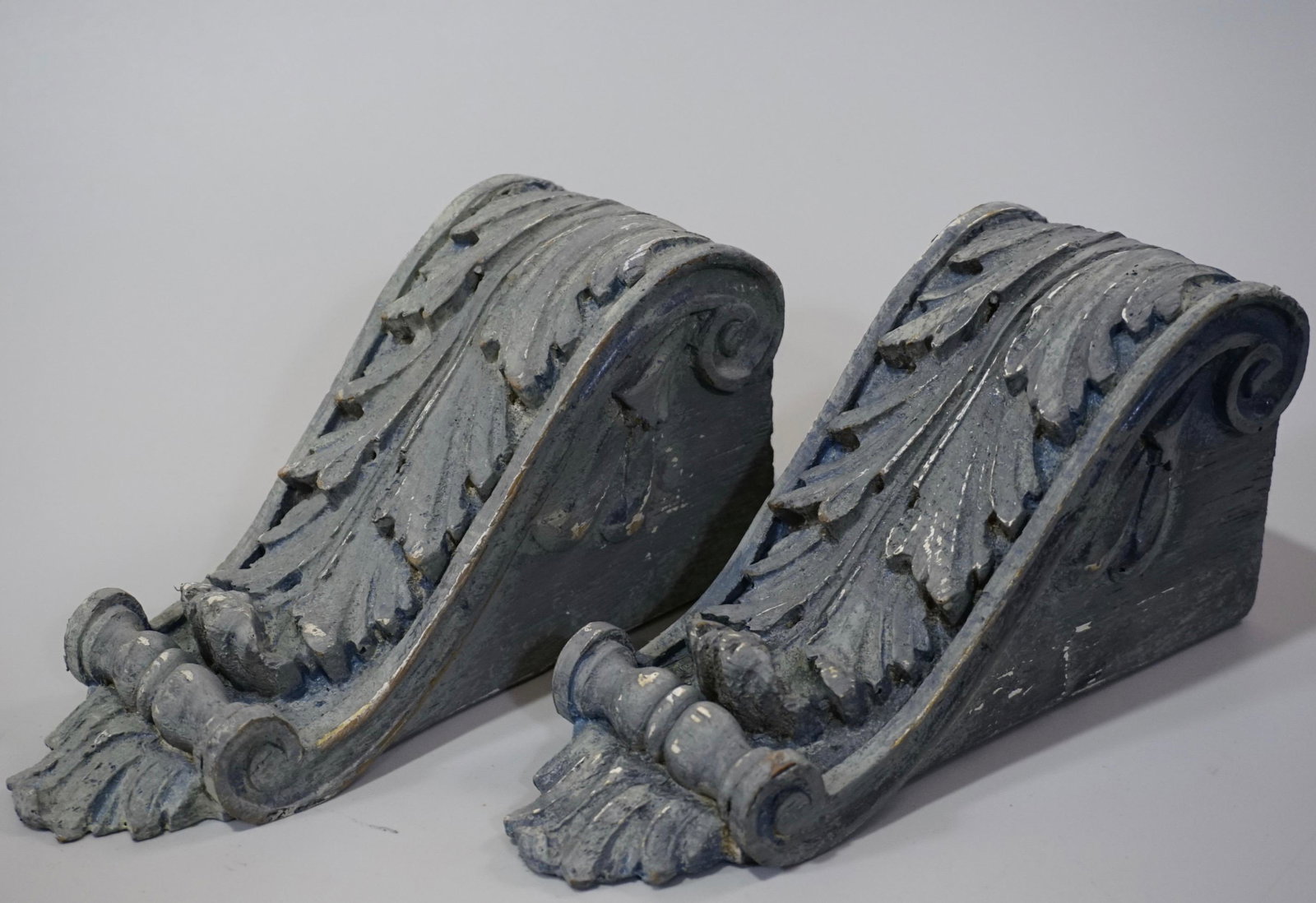 Faux Painted Bracket Shelf Part Designer Sample Lot of: Faux Painted Bracket Shelf Part Designer Sample Lot of 2 Approximately 7 3/8 x 3 5/8 x 2 5/8 inches.