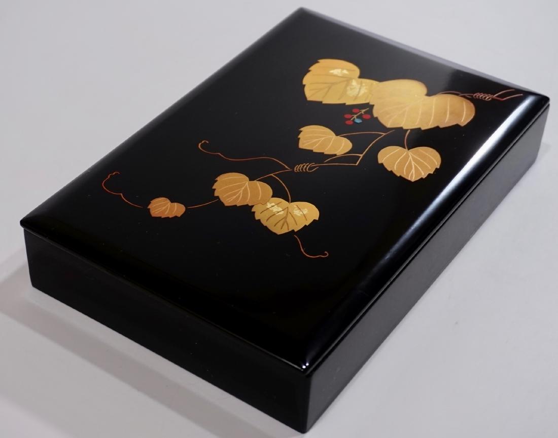 Japanese Black Lacquer Rectangular Box Gold Accented (1 of 5)