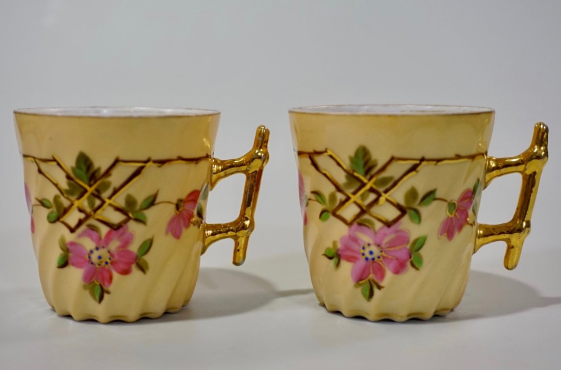 Antique Hand Painted Porcelain Chocolate Cup Lot of 2 (1 of 6)