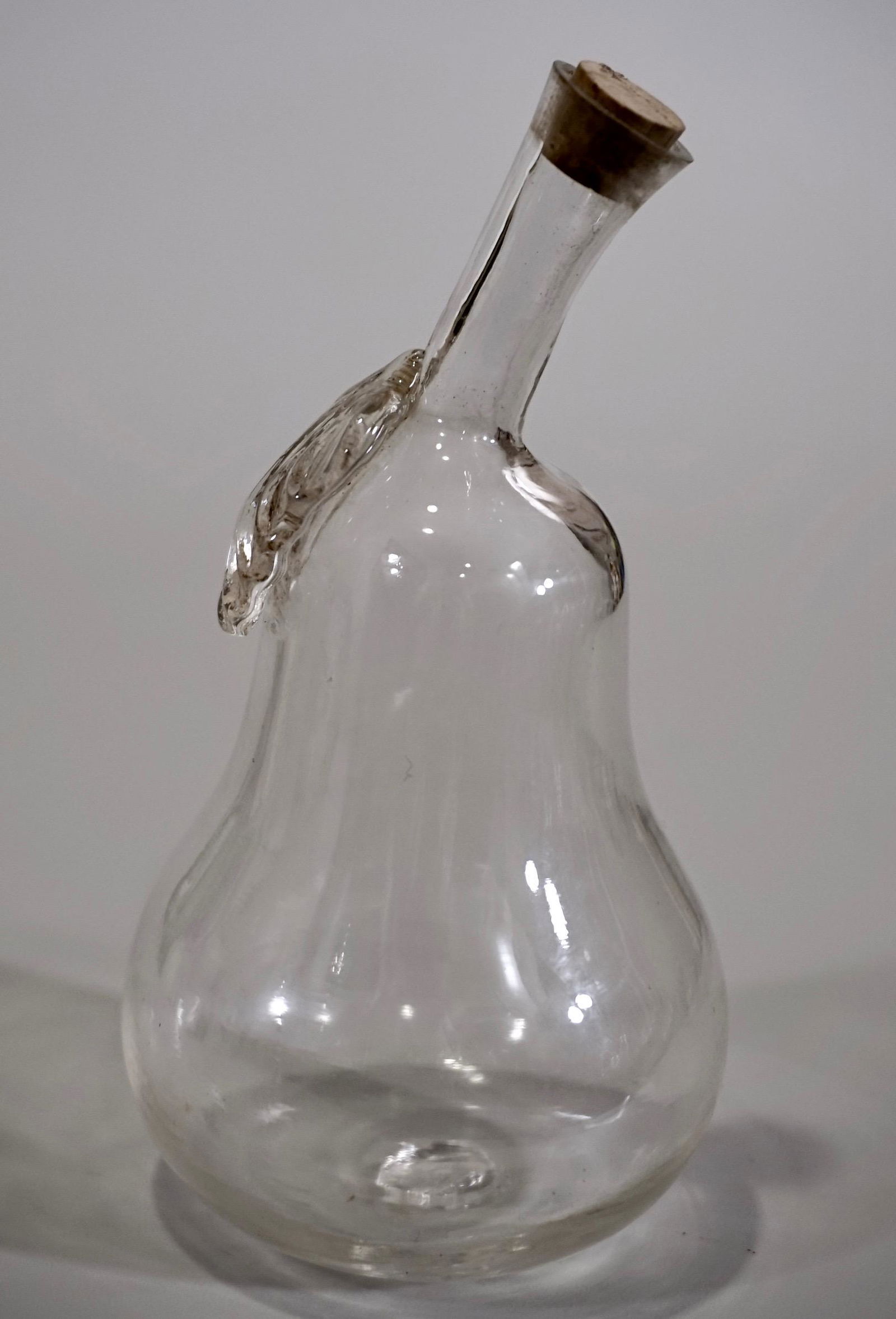 Pear Shaped Art Glass Pontil Blown Bottle Clear Unused (1 of 5)