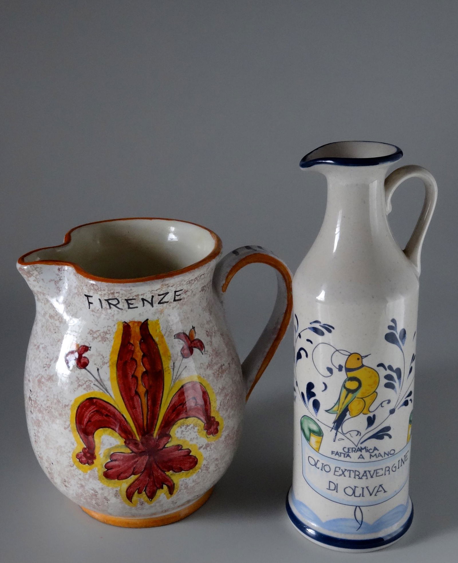 Italian Hand Painted Vessels Pitcher Bottle Lot of 2 (1 of 6)