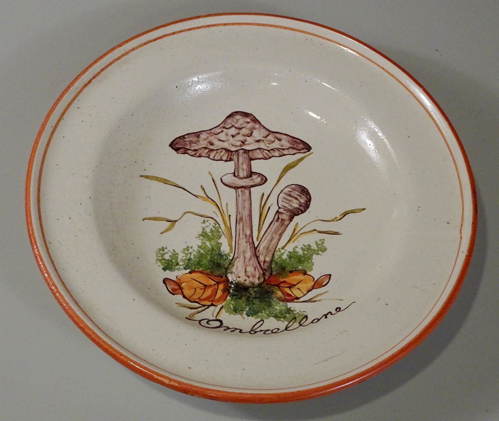 Italian Ceramic Ombrellone Parasol Mushroom Plate Hand (1 of 3)