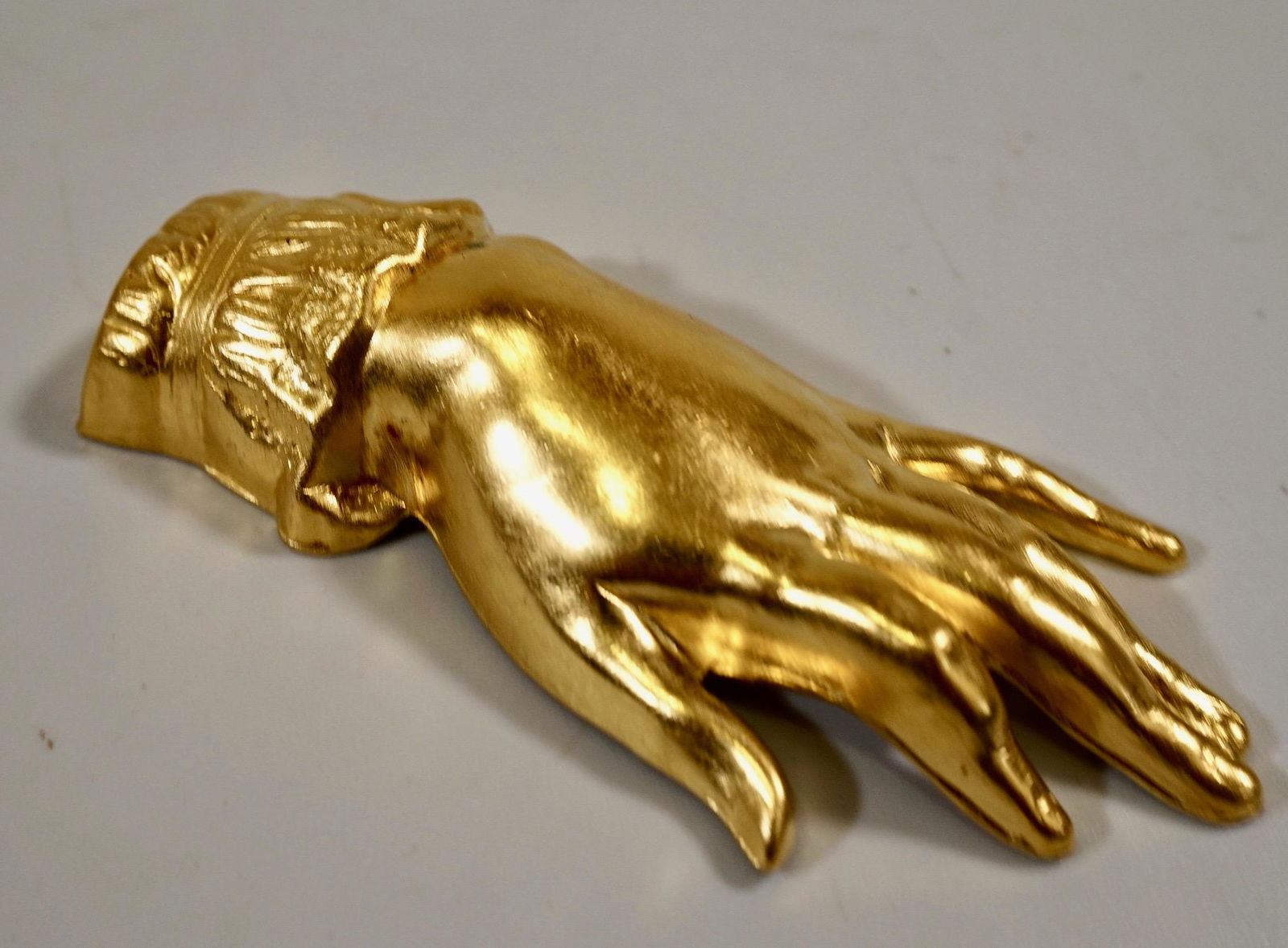 Pressed Brass Ladyês Hand Glove Box Topper Old Stock (1 of 4)