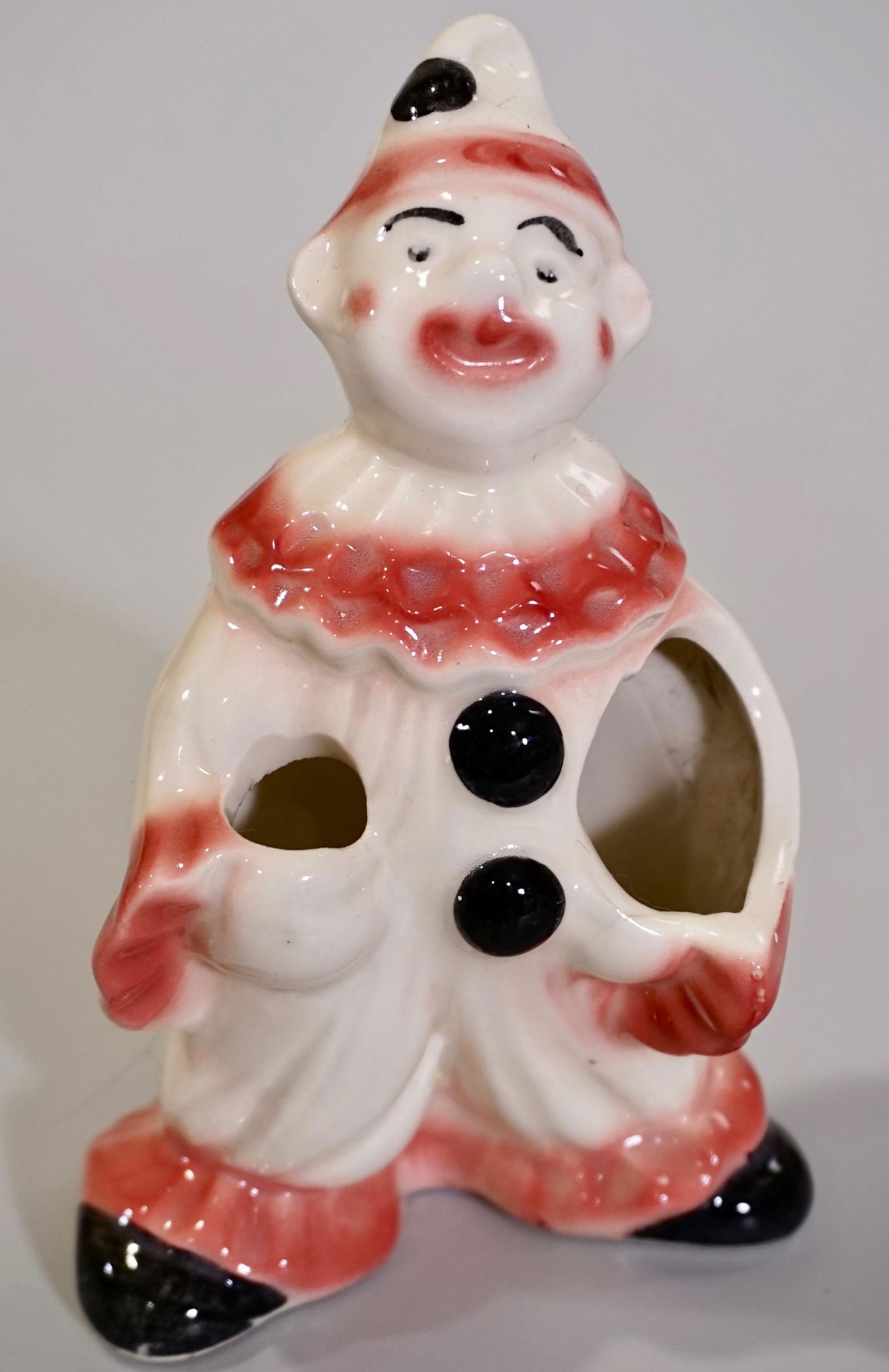 Clown Toothbrush Holder Vintage Vanity Glazed Ceramic c (1 of 6)