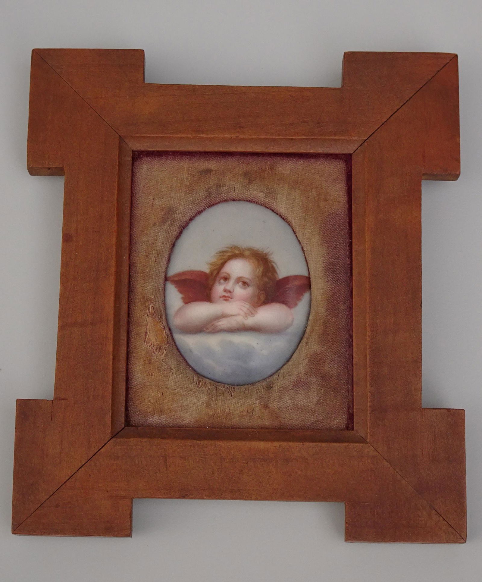 Cherubim Oval Porcelain Painted Cupid Miniature Plaque (1 of 8)