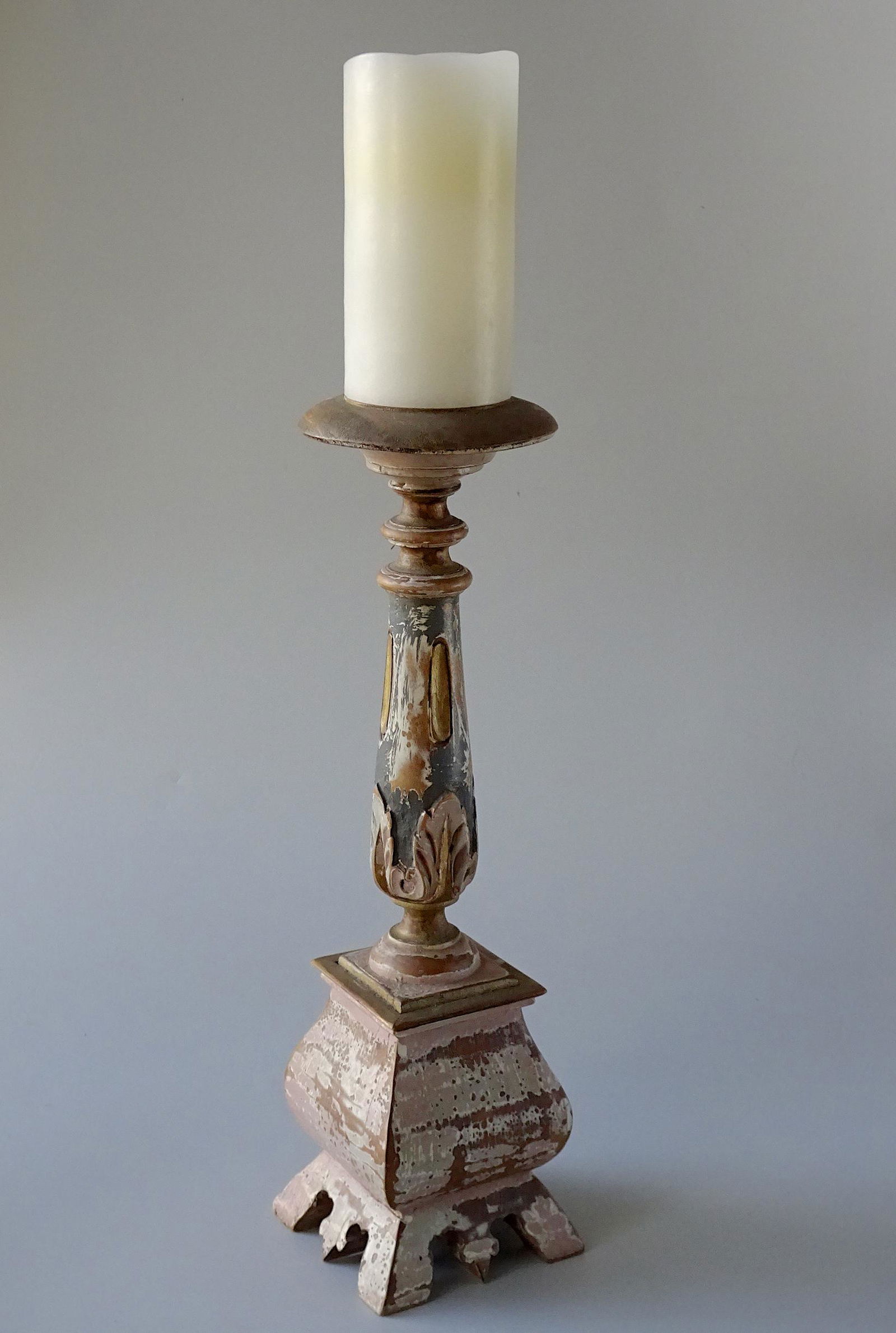 Designer Faux Painted Antique Style Carved Wood Pricket (1 of 9)