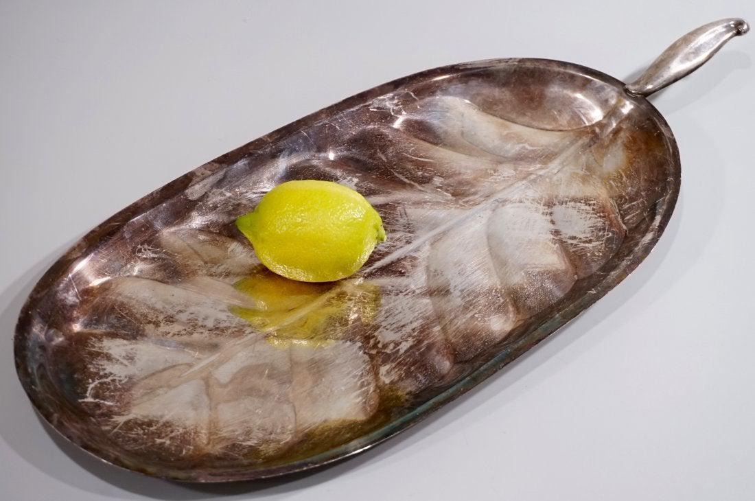 Banana Palm Leaf Mid Century Silver Plated Serving Tray (1 of 5)