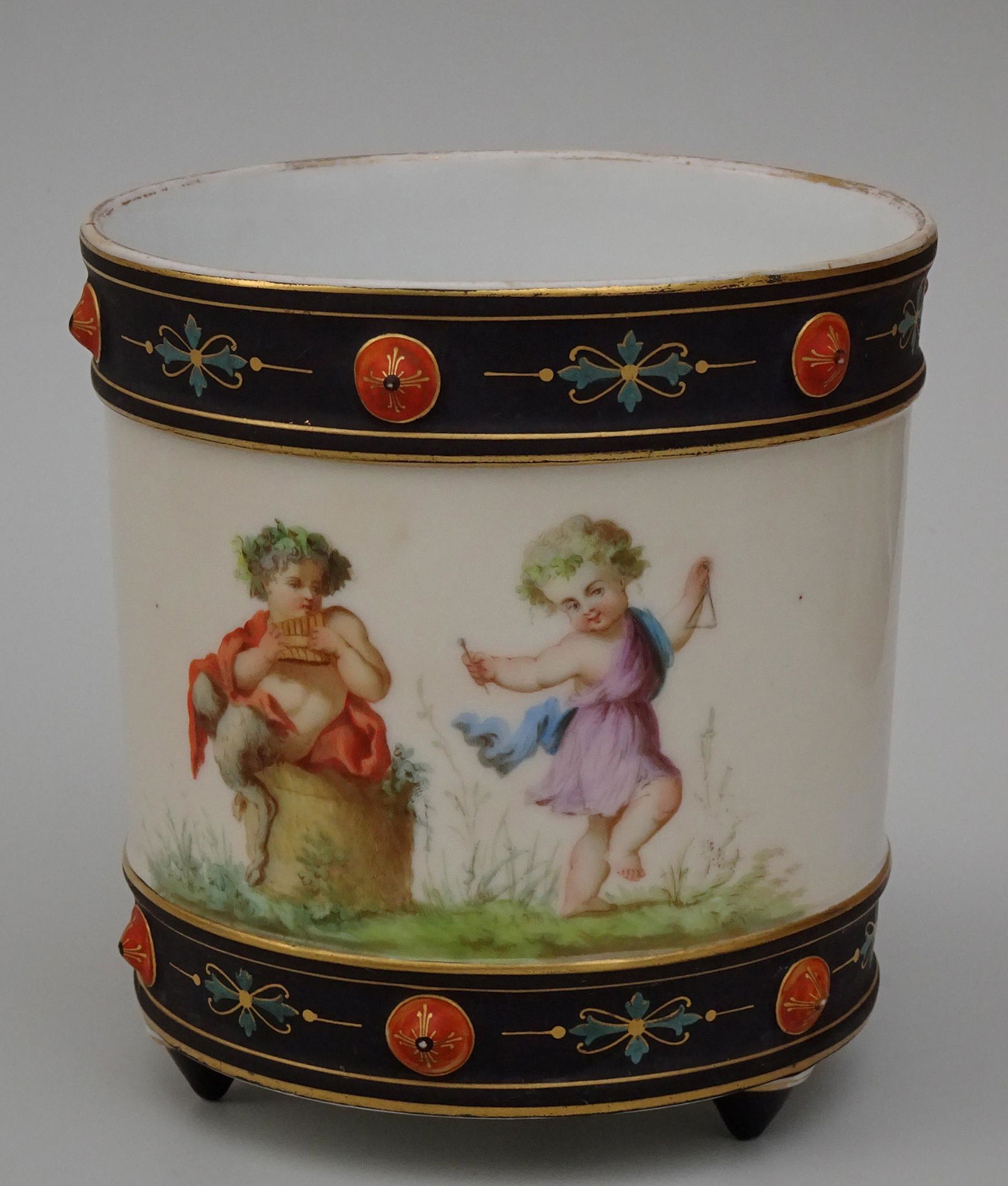 Old Paris Porcelain Neoclassical Cachepot Faun Satyr (1 of 8)