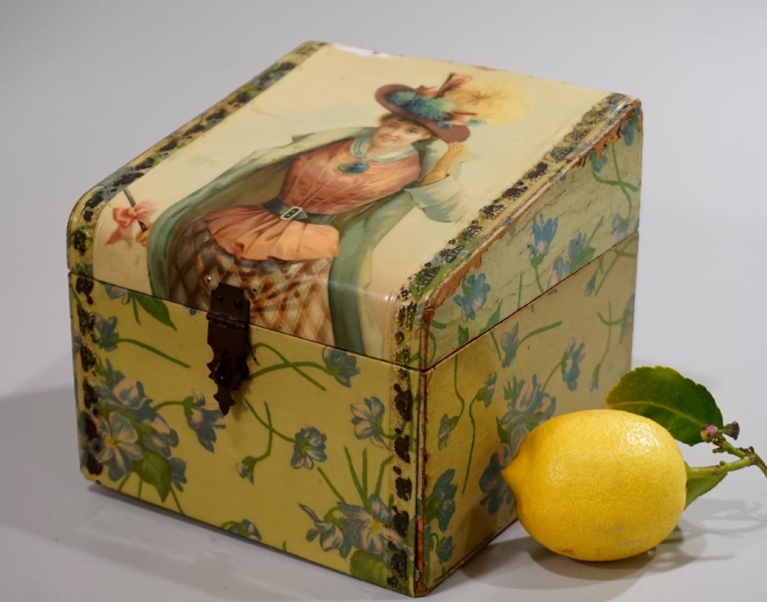 Victorian Celluloid Vanity Box Fashionable Maiden (1 of 6)
