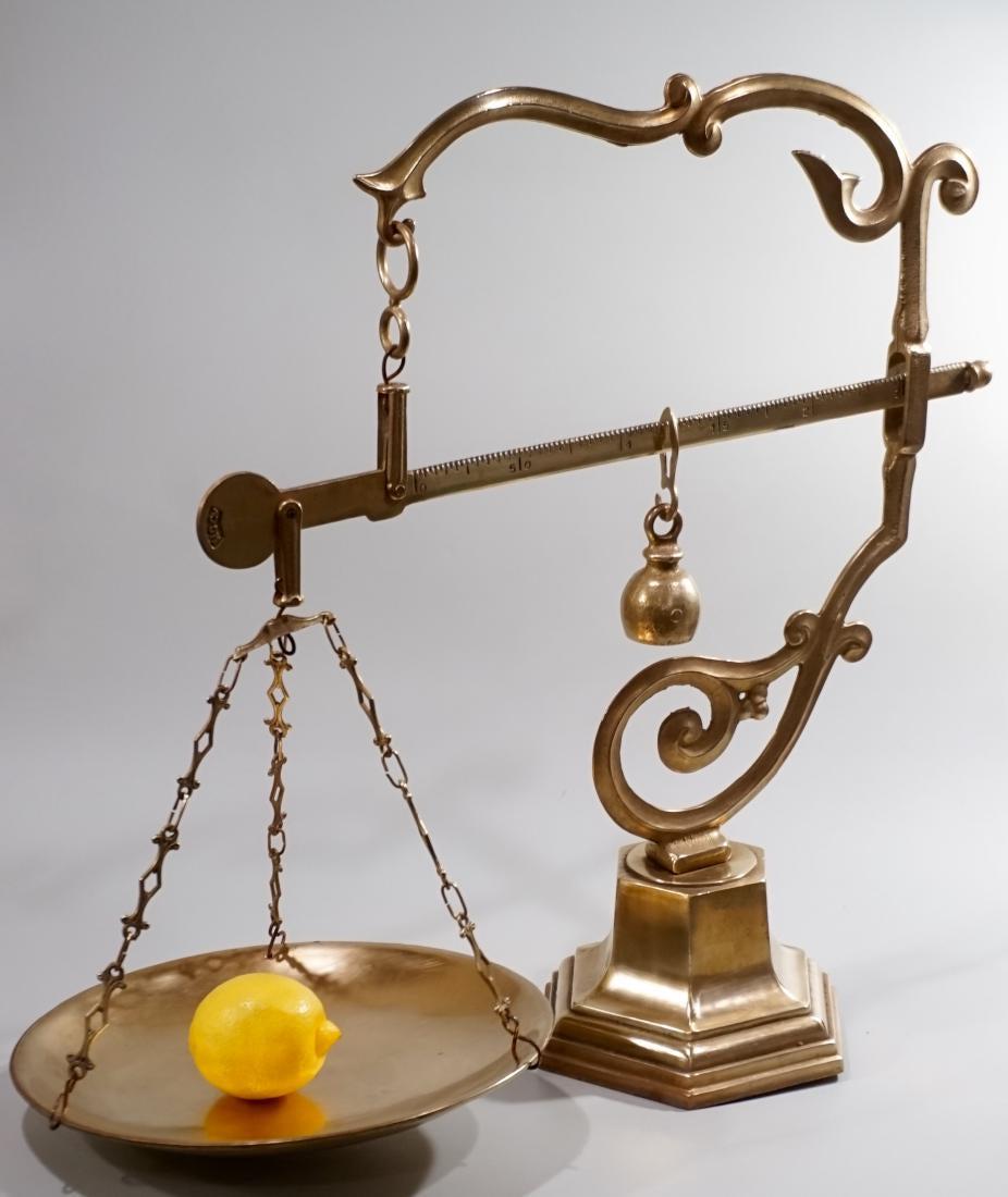 Antique Market Cast Brass Balance Scale Beam Marked (1 of 9)