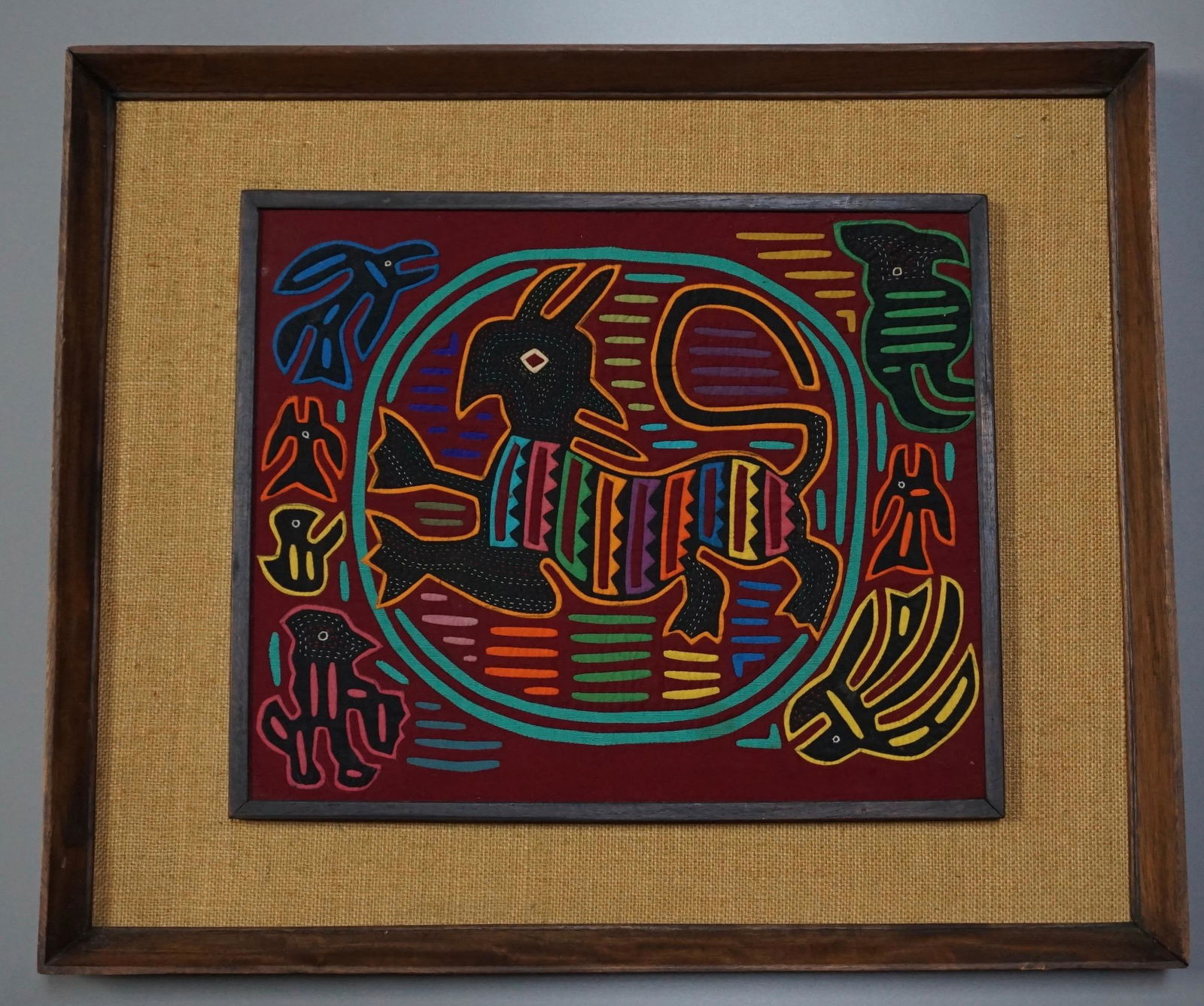 Vintage Kuna Mola Framed Abstract Textile Stitched Work (1 of 3)