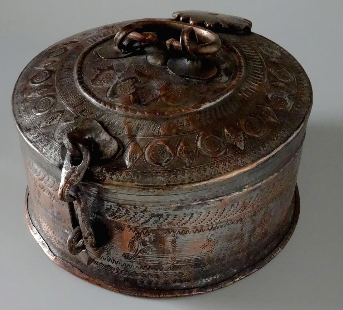 Antique Pandan Box Indian Plated Red Copper Storage (1 of 9)