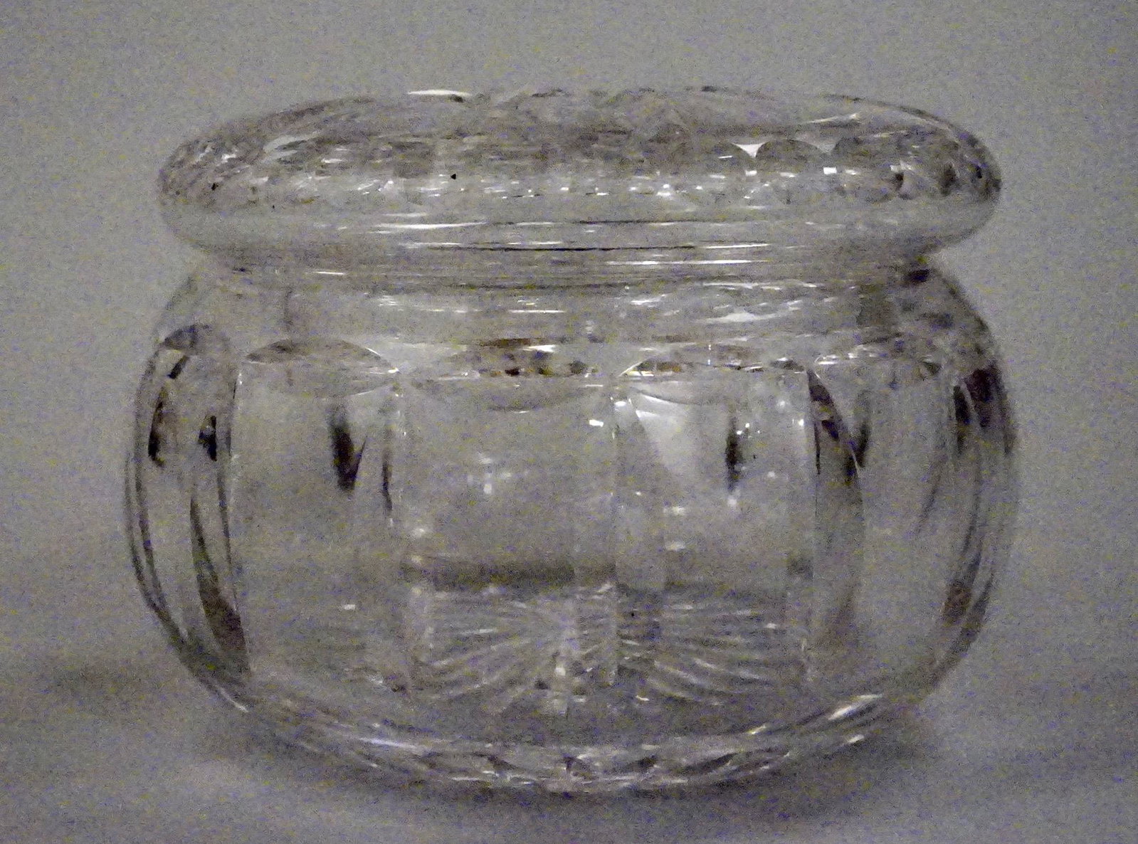 Vintage Cut Glass Vanity Trinket Box Dresser Jar: Vintage Cut Glass Vanity Trinket Box Dresser Jar 3 7/8 inches in diameter and 2 13/16 inches tall.