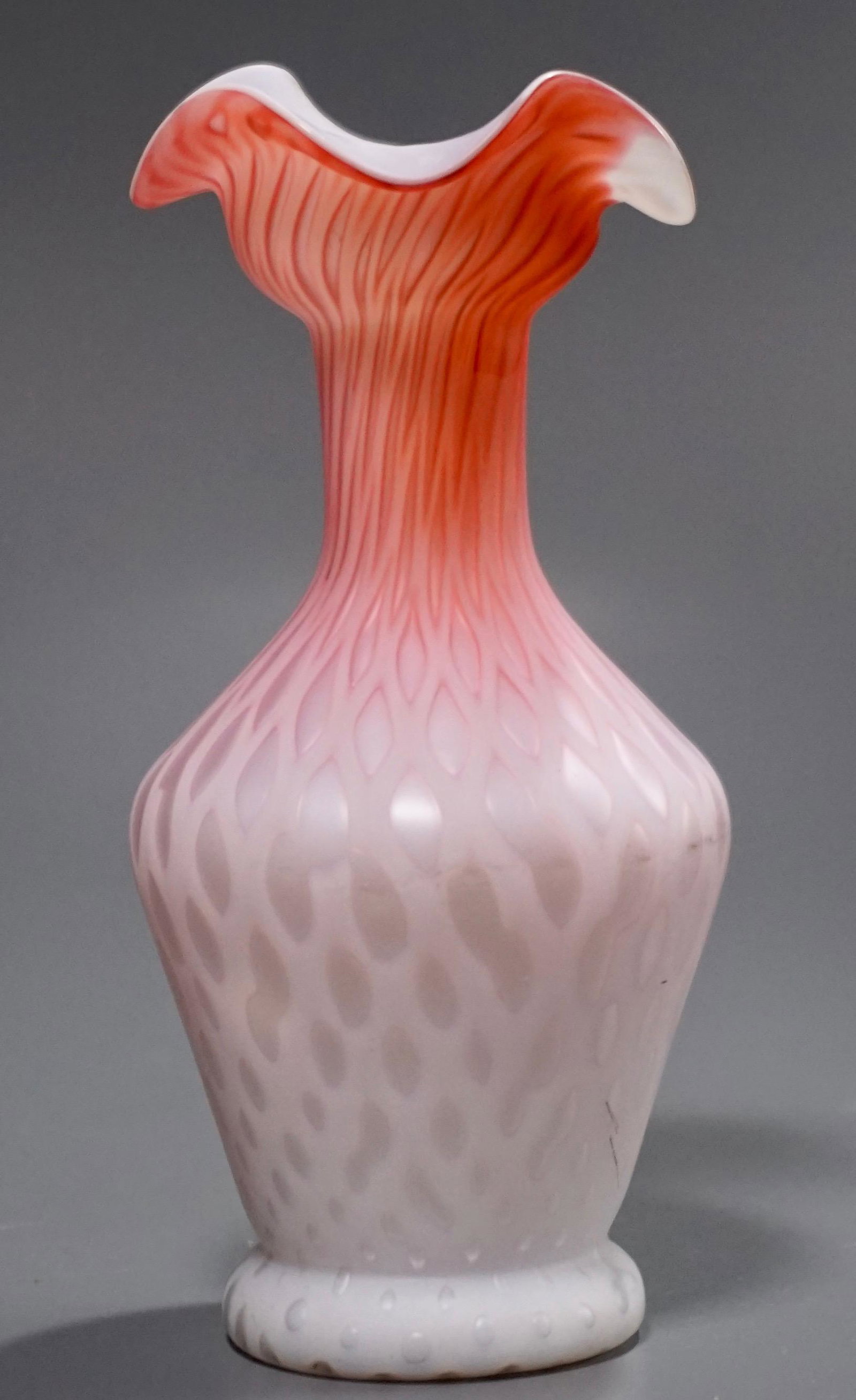 Quilted Pink Satin Art Glass Vase Blown Pontil: Quilted Pink Satin Art Glass Vase Blown Pontil Approximately 6 1/8 inches tall.
