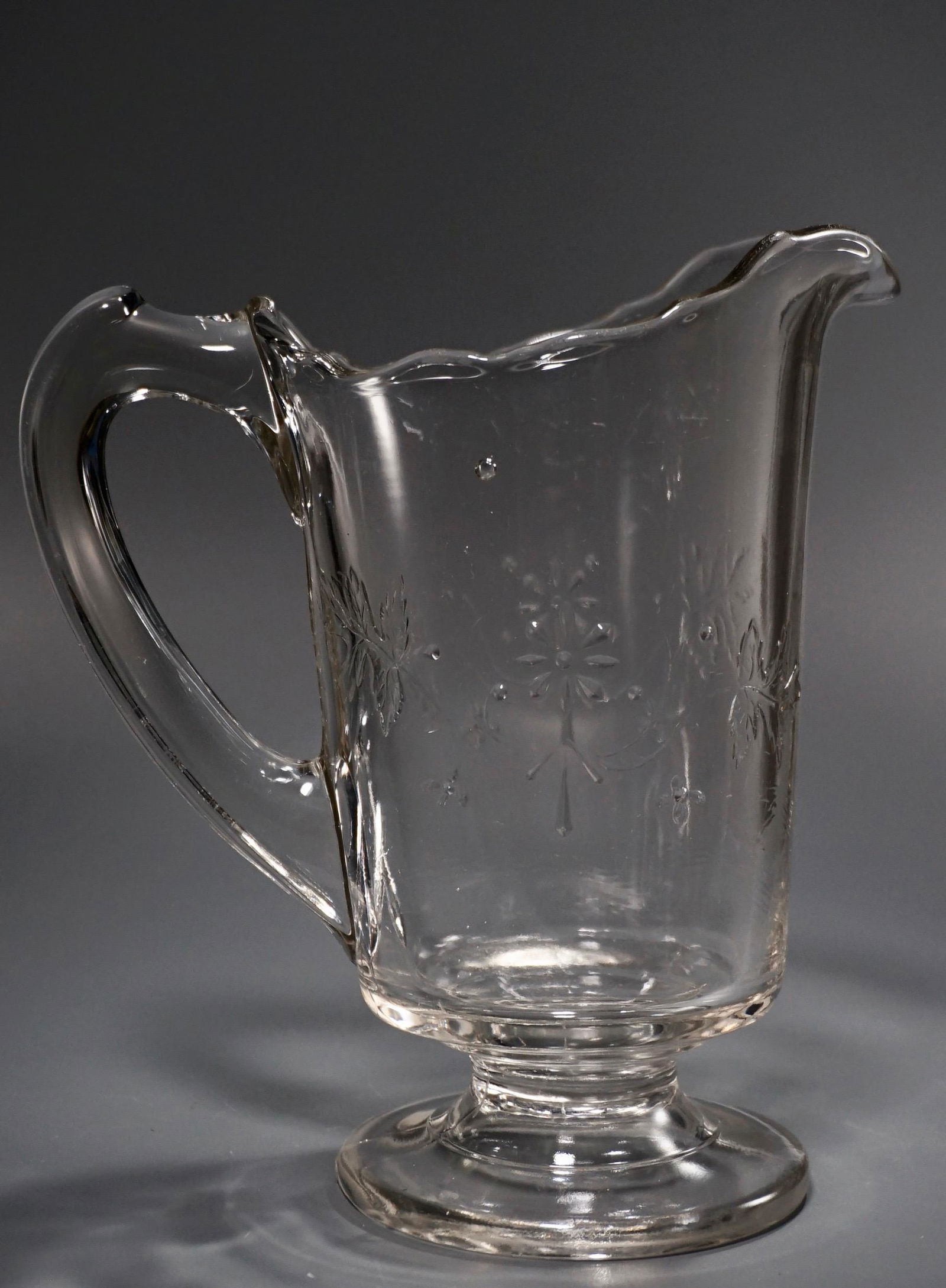 Vintage EAPG Clear Glass Water Pitcher on Footed Base (1 of 6)
