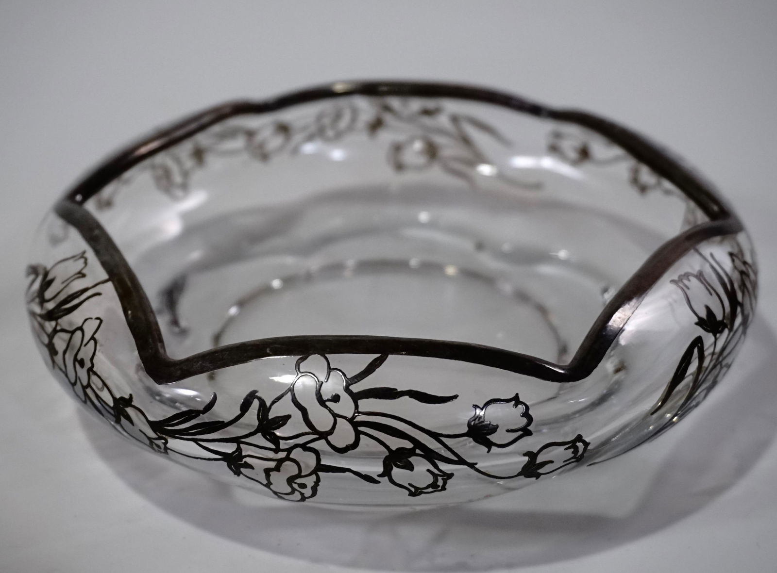 Silver City Clear Glass Sterling Overlay Bowl (1 of 4)