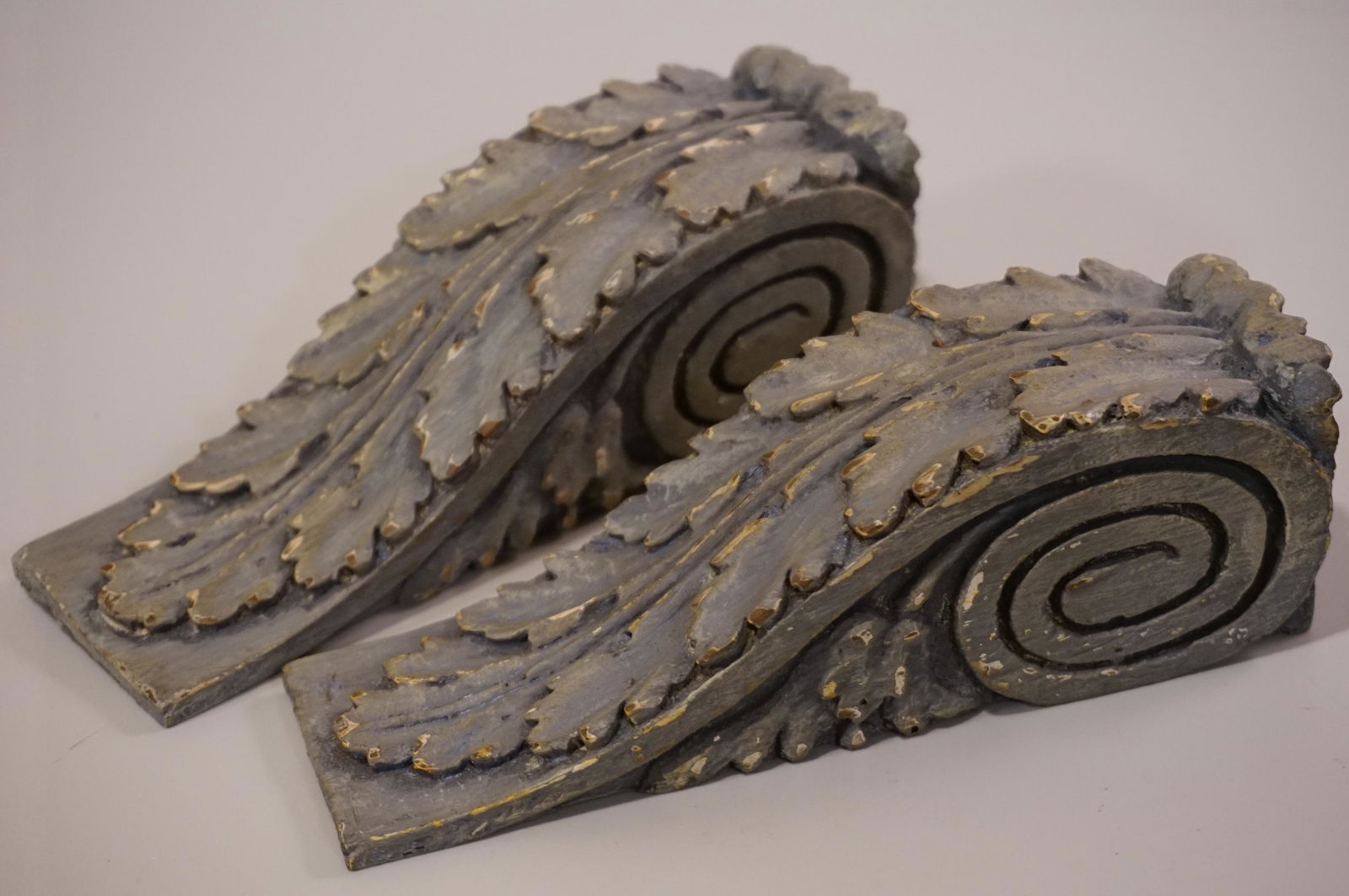 Pair Grey Painted Ornate Corbels Shelf Brackets (1 of 5)