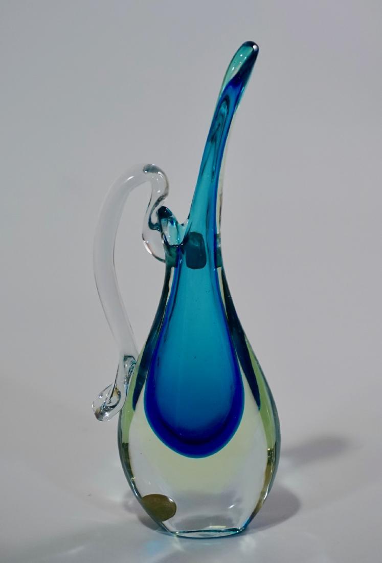 Vintage Venetian Blue Art Glass Murano Ornament Pitcher: Vintage Venetian Blue Art Glass Murano Ornament Pitcher Vase Approximately 8 1/8 inches.