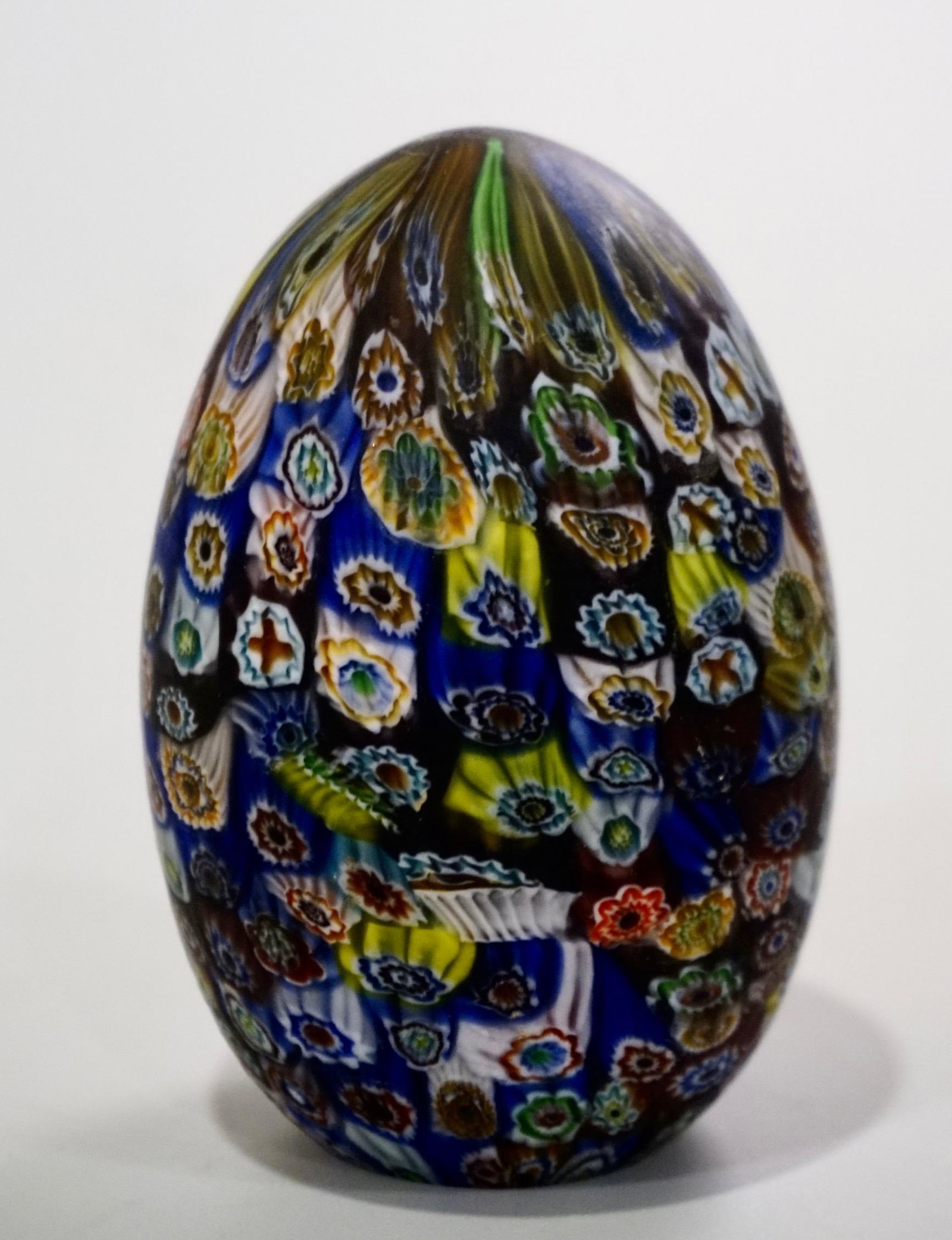Millefiori Egg Italian Venetian Art Glass Paperweight: Millefiori Egg Italian Venetian Art Glass Paperweight Murano Works Approximately 2 3/4 inches tall.